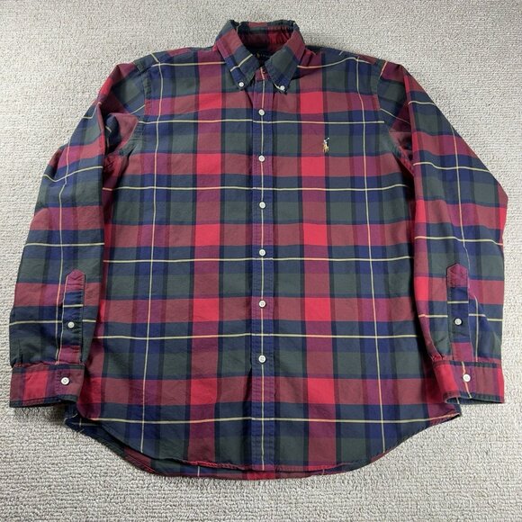 Polo Ralph Lauren Plaid Button Down Shirt Red Men’s Size Large - Picture 1 of 8
